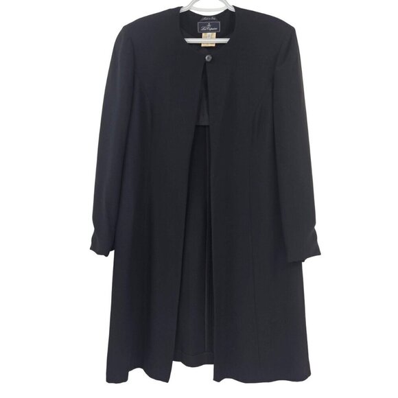 Les Copains Longline One Button Jacket Black Women’s Size 44 U.S. 8 Minimalist - Picture 1 of 9